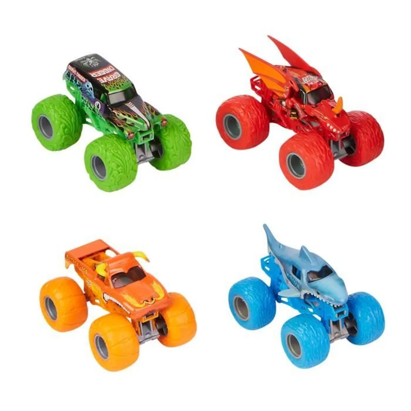 PACK DE 4 VÉHICULES DIE CAST 1:64 Monster Jam bleu - Spin Master