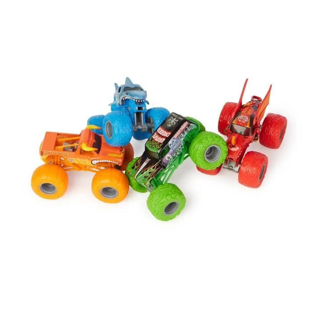 PACK DE 4 VÉHICULES DIE CAST 1:64 Monster Jam bleu - Spin Master