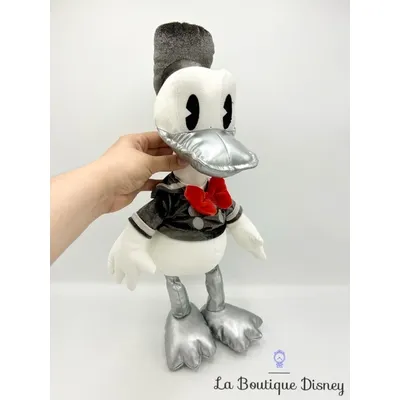 Peluche Donald Duck 85th Anniversary Limited Edition Disney Store 2019 blanc argenté 45 cm