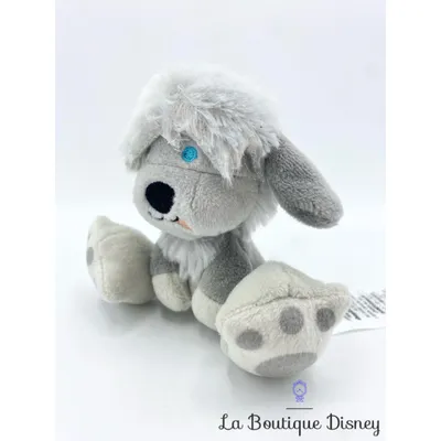 Peluche Max Tiny Big Feet Disney Store La petite sirène chien gris blanc 10 cm