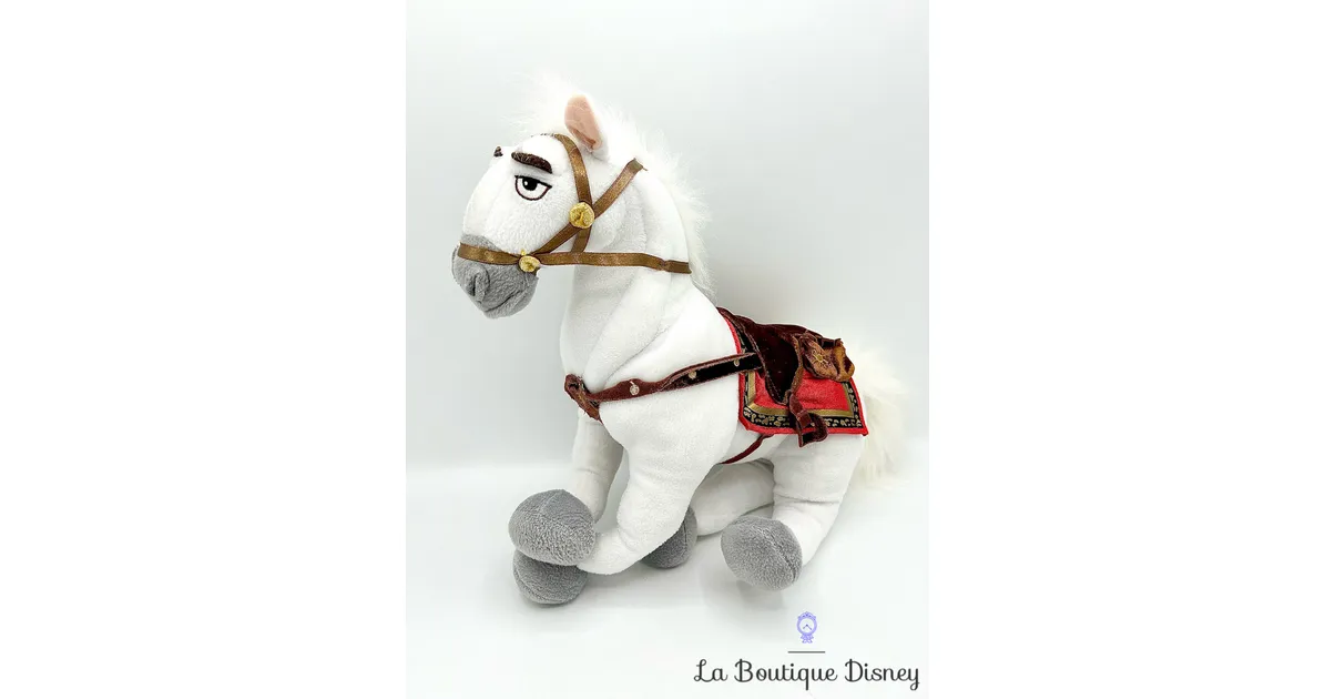 Peluche Maximus Cheval Raiponce Disney blanc marron 35 cm