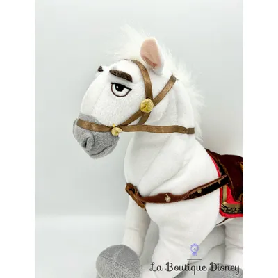 Peluche Maximus Cheval Raiponce Disney blanc marron 35 cm