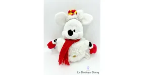 Peluche Mickey Mouse Bonhomme de Neige Disneyland Paris Disney Noel blanc rouge 21 cm