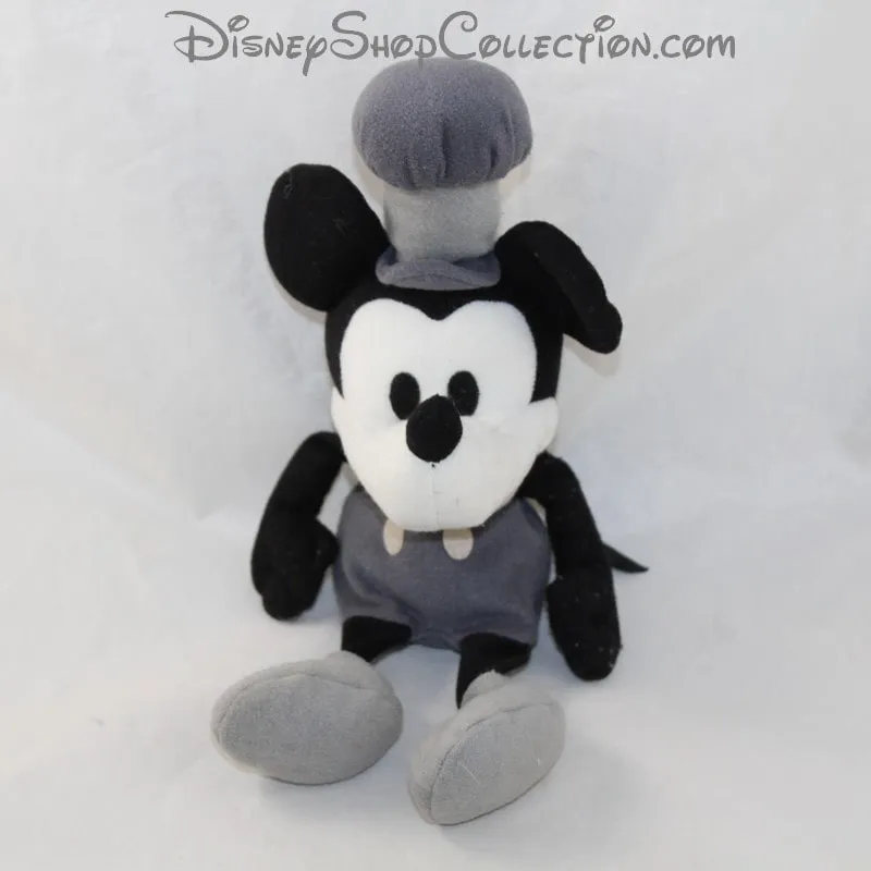 Peluche Mickey WALT DISNEY COMPANY Steamboat retro noir et blanc 28 cm