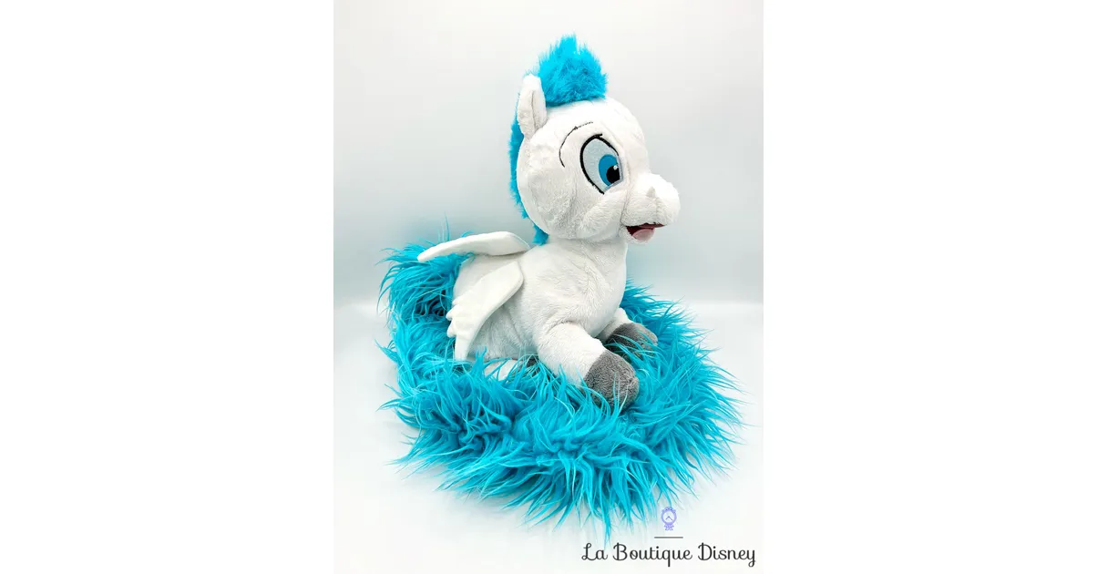 Peluche Pegase Long Tail Hercule Disney Parks 2018 Disneyland cheval blanc bleu longue queue