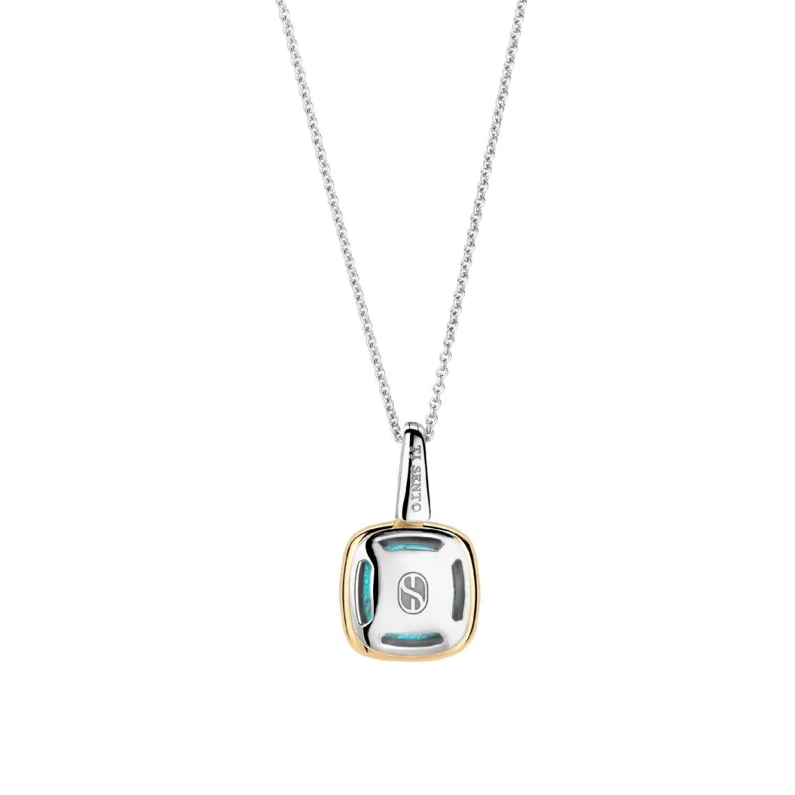 Pendentif Ti Sento - 6829TQ  Argent Doré Et Pierre Synthétique Turquoise Carrée Bélière Pav&e