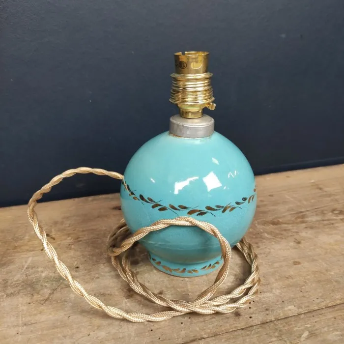 Petite lampe en céramique turquoise & dorée - Le palais des bricoles