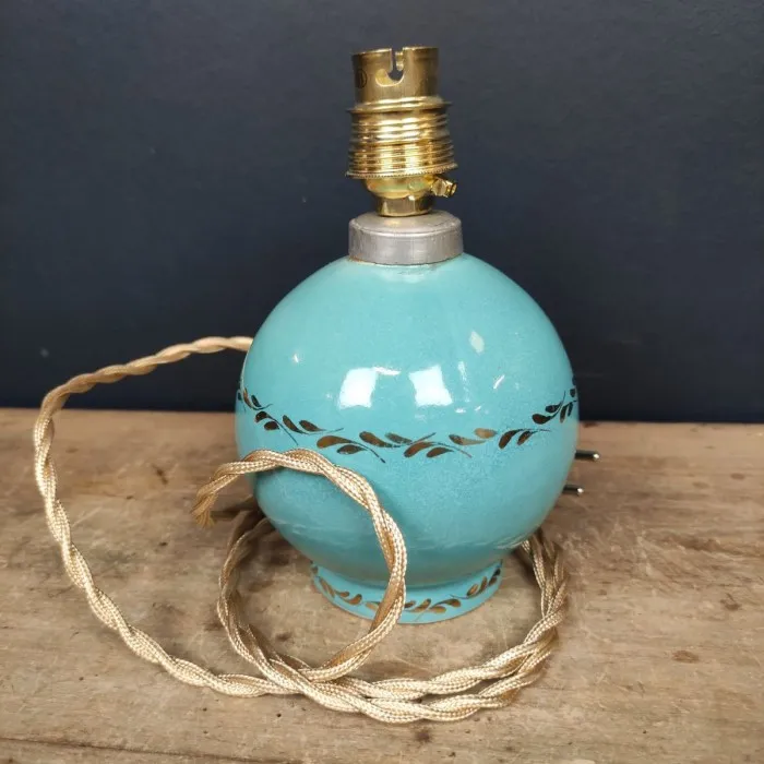 Petite lampe en céramique turquoise & dorée - Le palais des bricoles