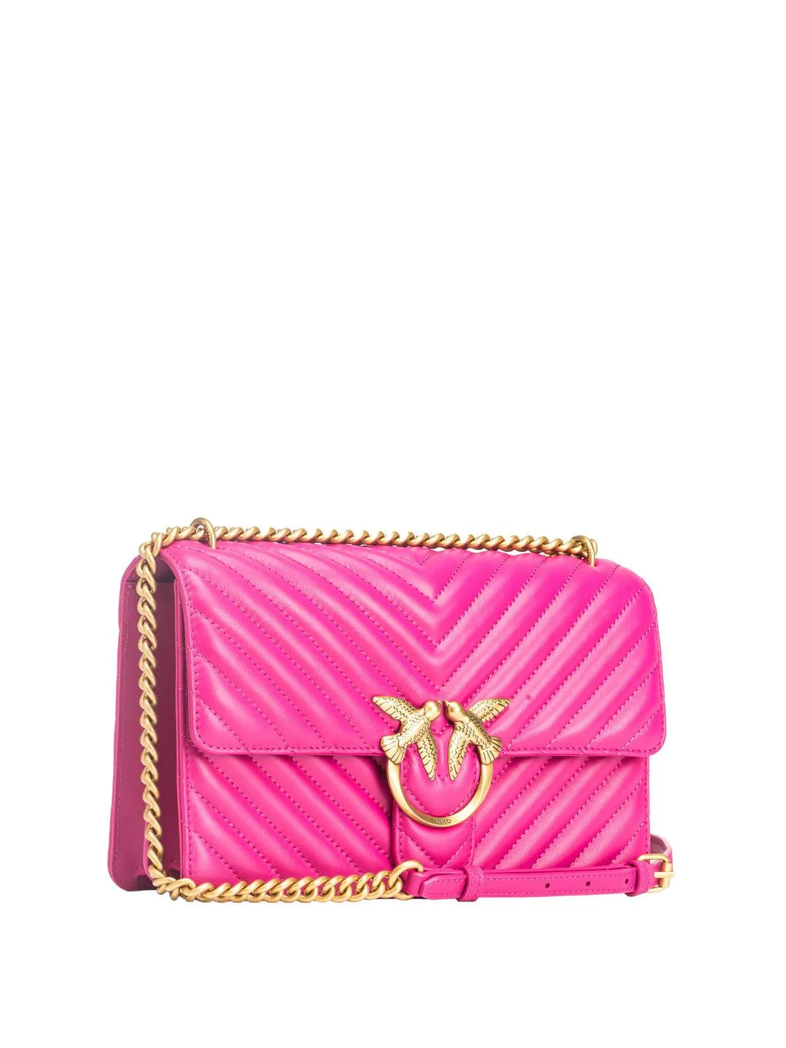 Pinko Classic Love One Sac En Cuir Nappa Rose Pinko-Or Antique - Achetez À Prix Outlet!