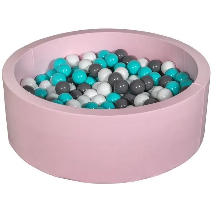 Piscine à balles - Velinda - 24157 - Rose Blanc Gris Turquoise - Pour Enfants de 12 Mois et Plus