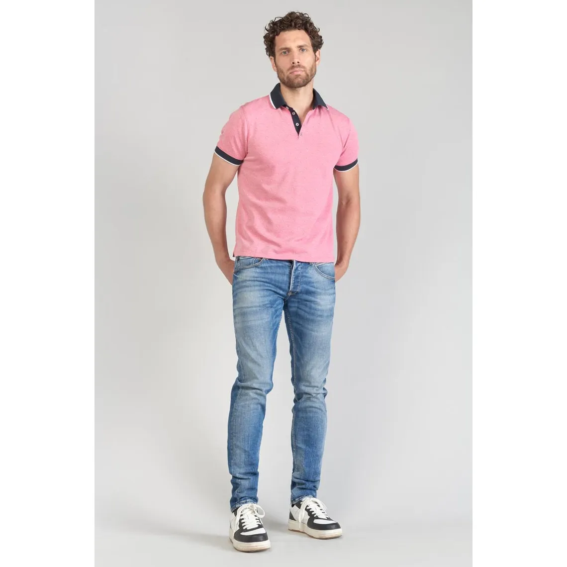 Polo NOVIL rose en coton Le Temps des Cerises - Maillot de corps Homme sur MenCorner