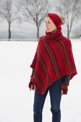 Poncho Rafael bordeaux-marron en maille - Maison Bonnefoy - Marques de France