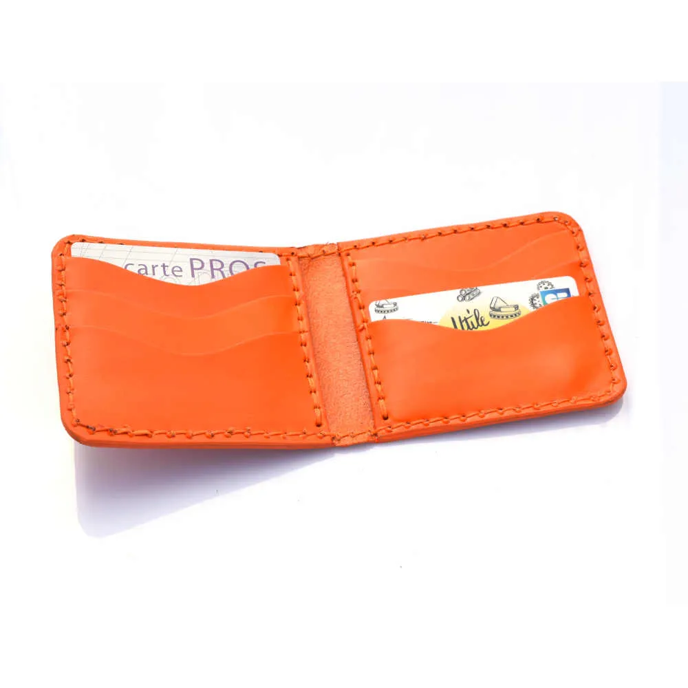 Porte-cartes bancaires en cuir orange - Cuirs Ney