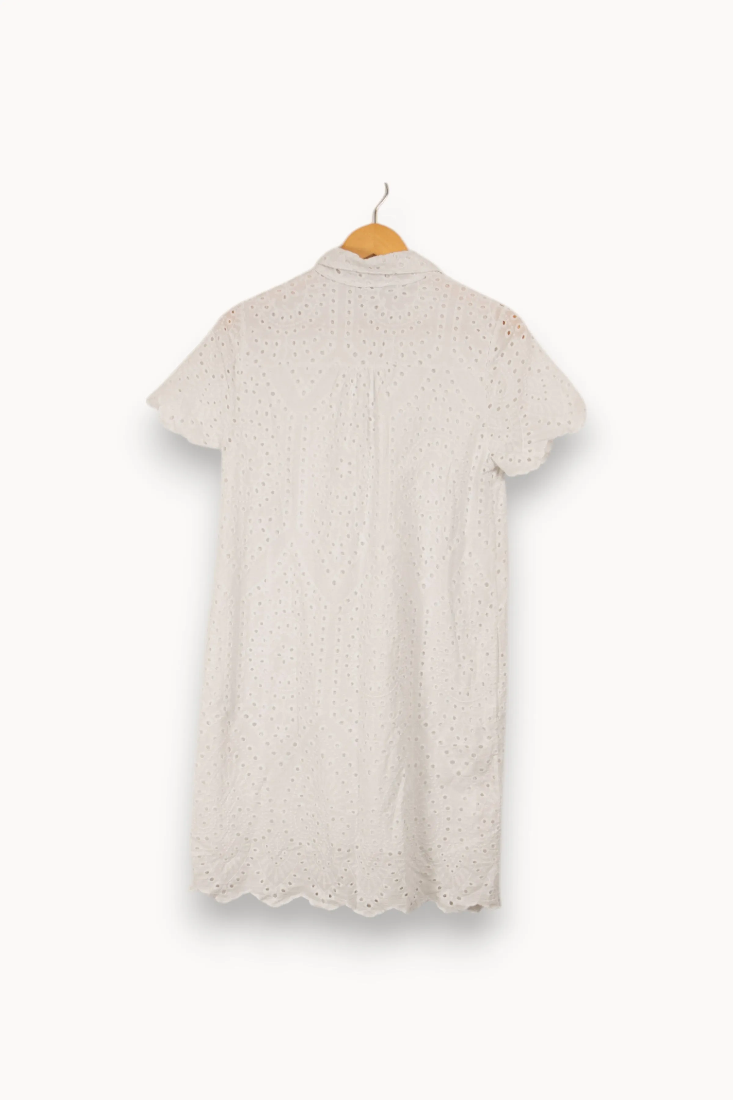 Robe courte blanche en broderie anglaise -  S/36