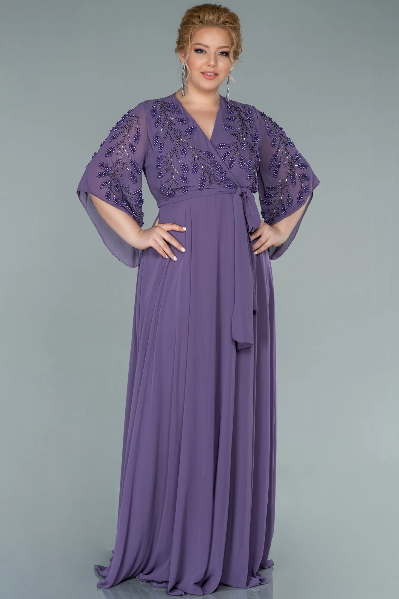 Robe de Soirée Grande Taille Longue Mousseline Turquoise ABU2071