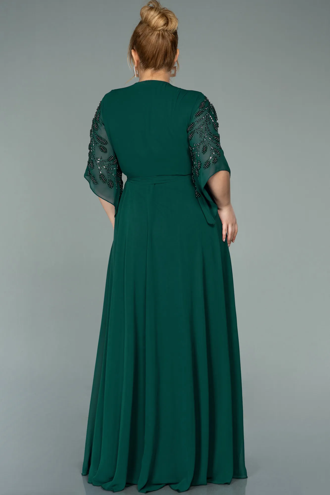 Robe de Soirée Grande Taille Longue Mousseline Turquoise ABU2071