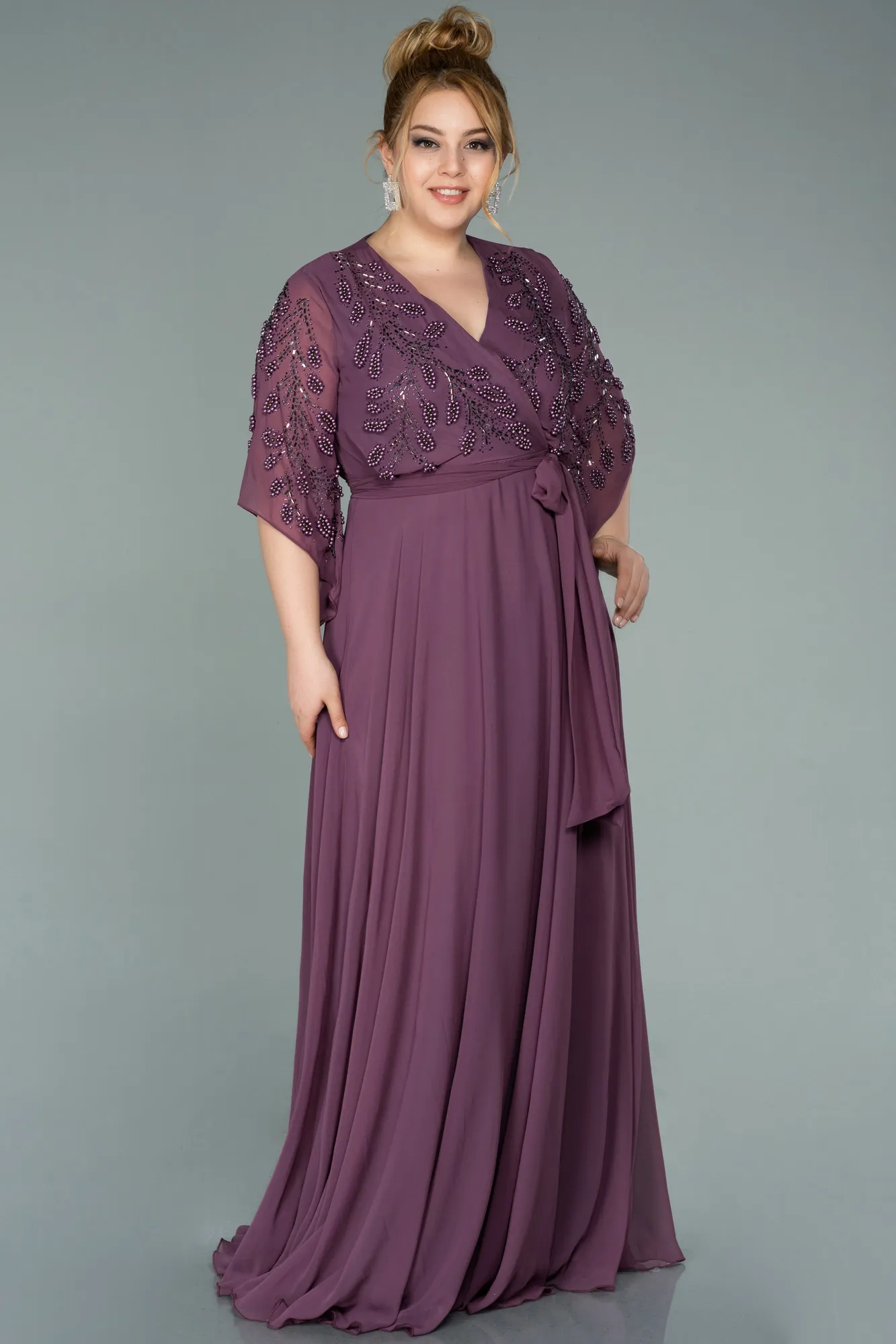 Robe de Soirée Grande Taille Longue Mousseline Turquoise ABU2071