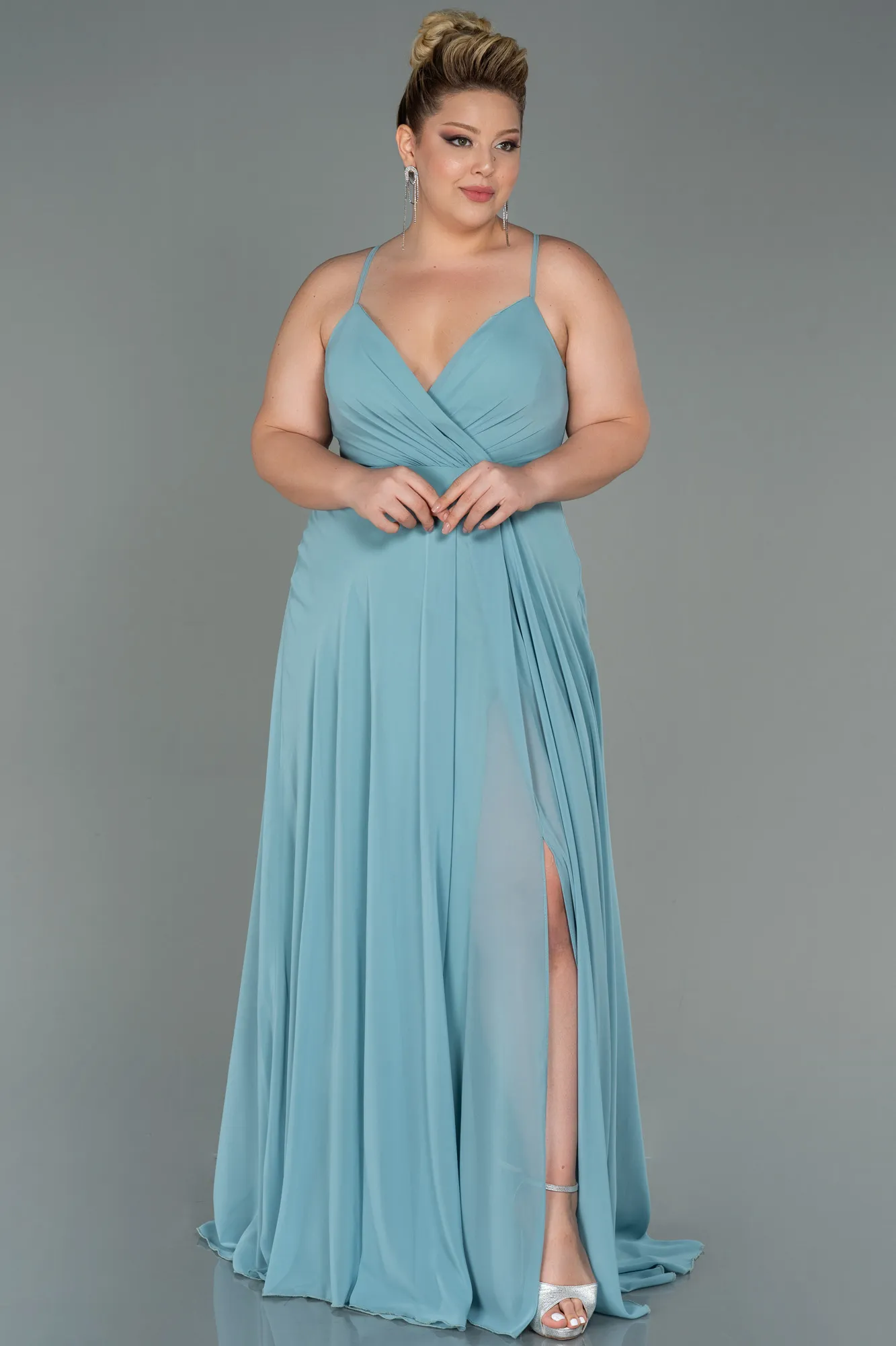 Robe De Soirée Grande Taille Longue Turquoise ABU1324