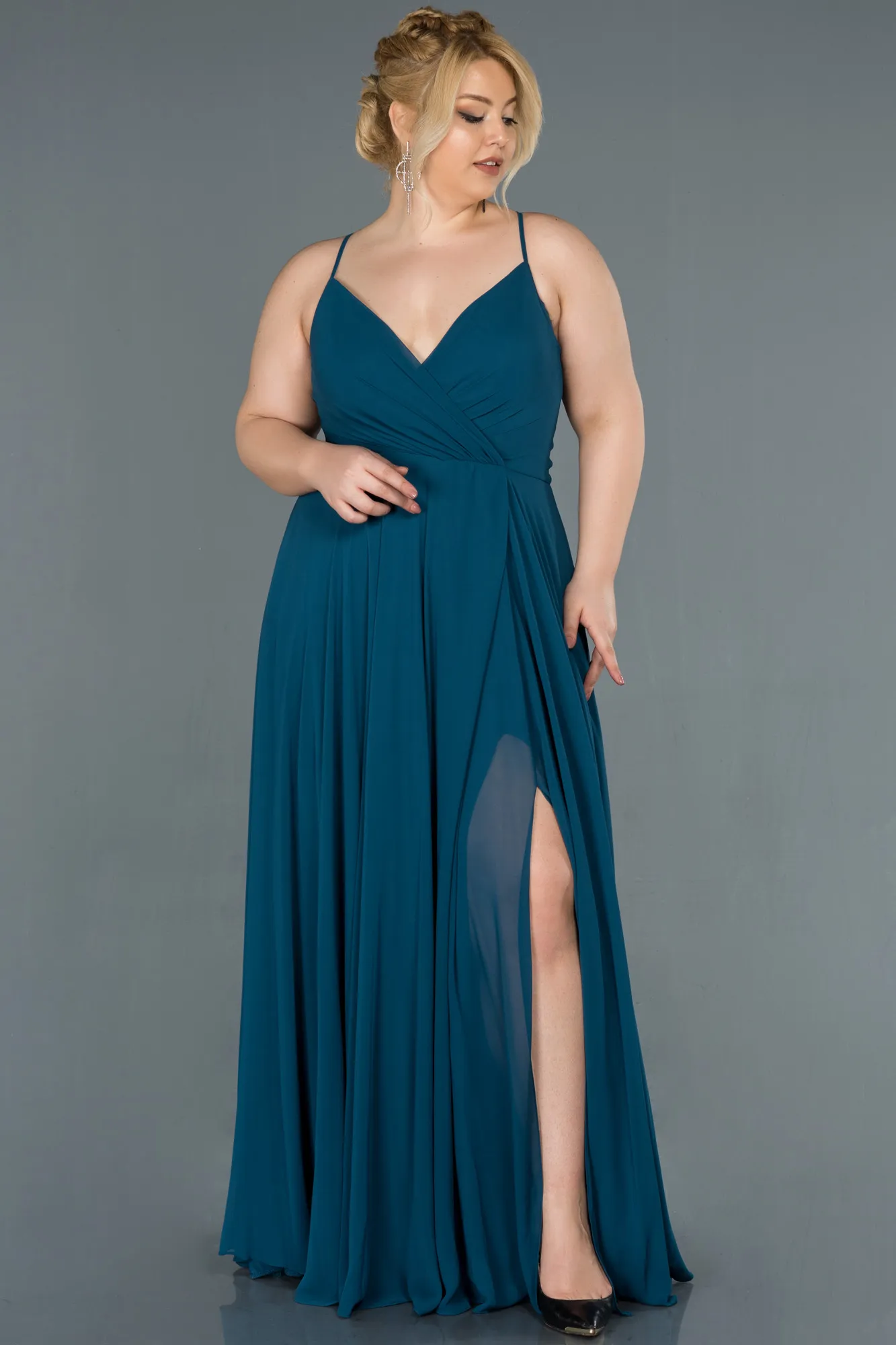 Robe De Soirée Grande Taille Longue Turquoise ABU1324