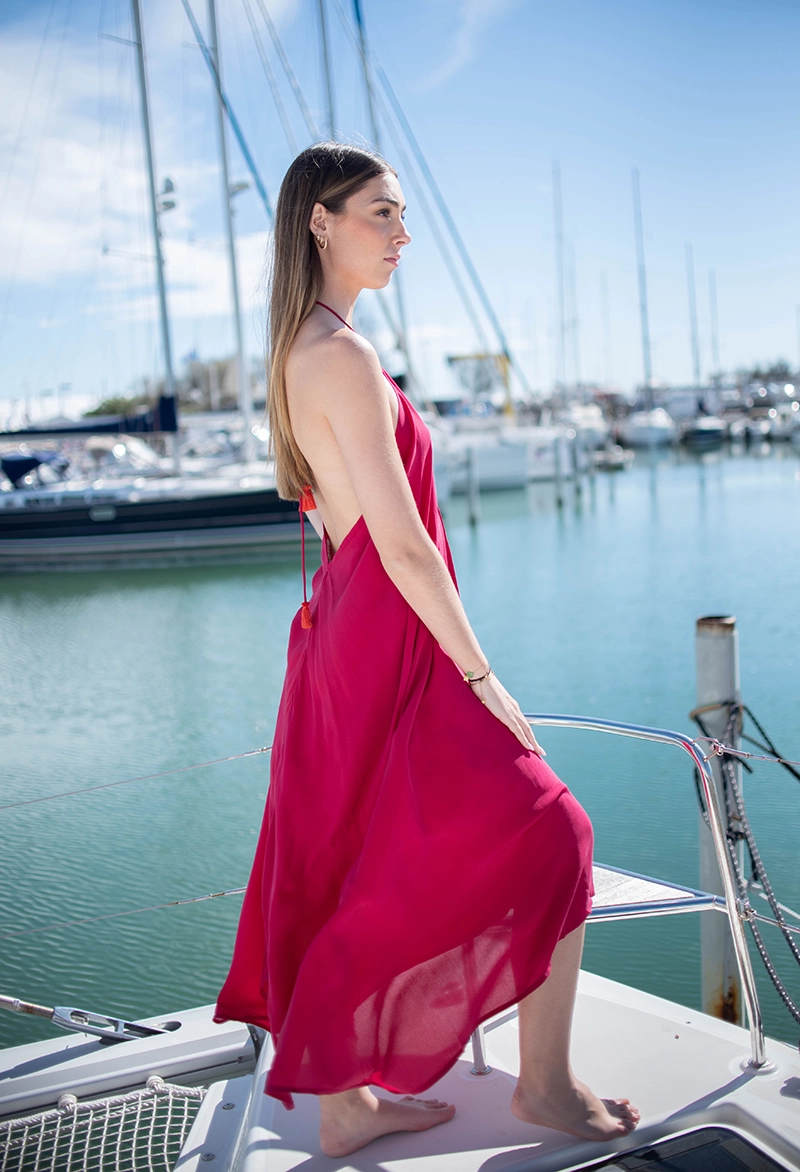 Robe Longue Ivina Camelia Rose - Mare Di Latte | Les Chiquettes