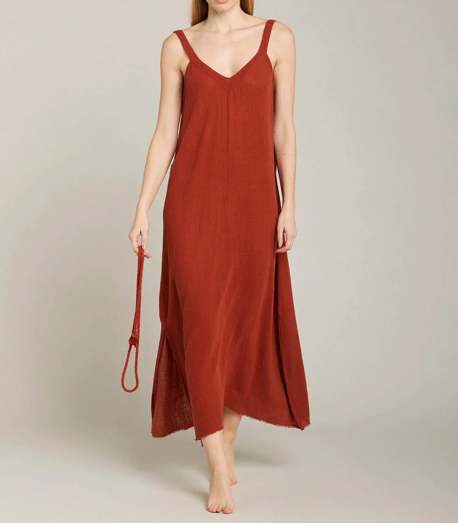 Robe longue Palma de Mallorca Terracotta Maison Saint Julien - Jane de Boy