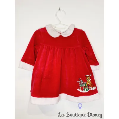 Robe Noël Bambi Panpan Disneyland Paris Disney taille 18 mois rouge blanc cadeaux