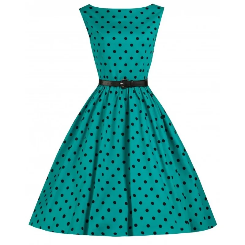 Robe Polka Turquoise pois noir