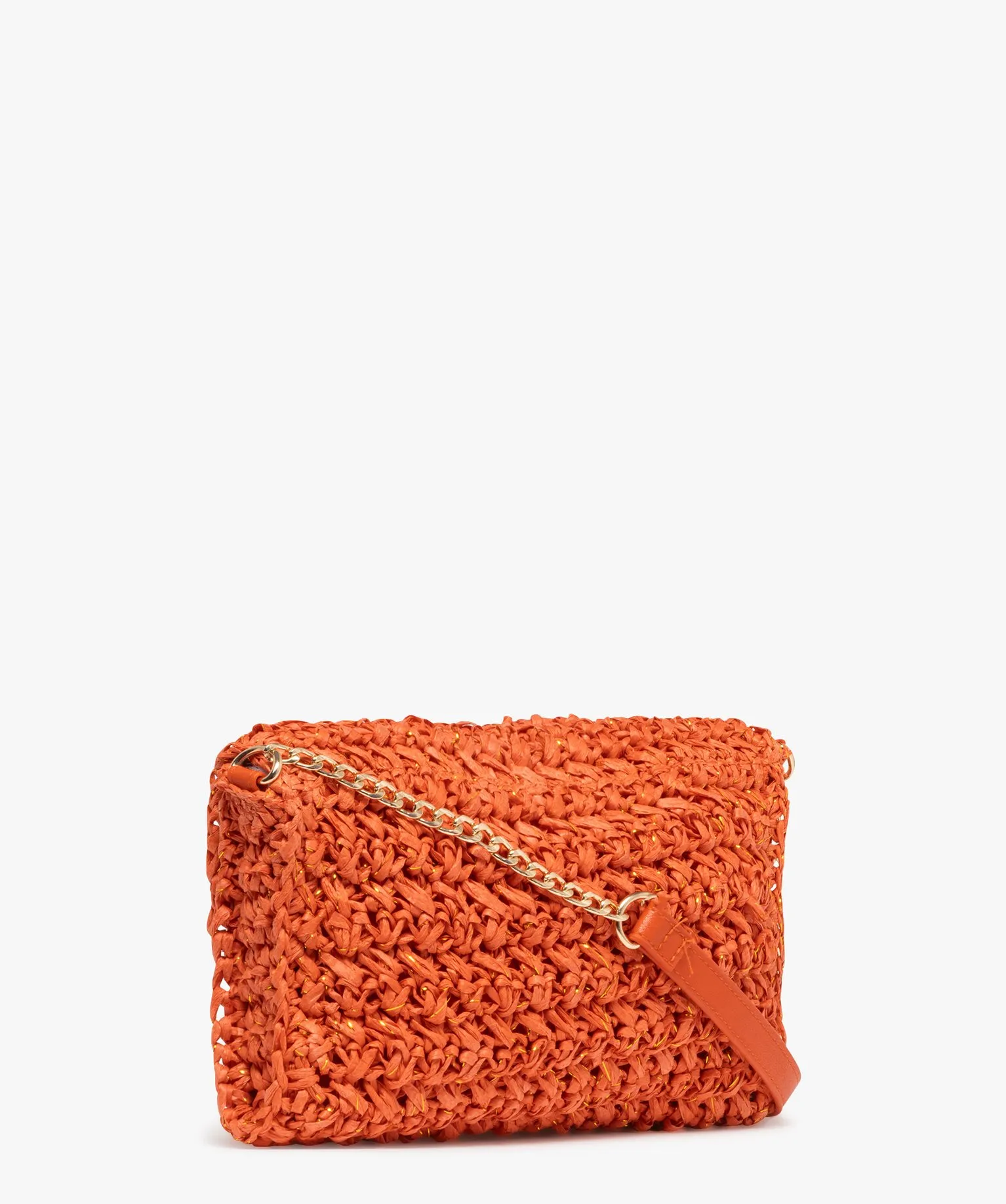 Sac besace compact en paille femme orange