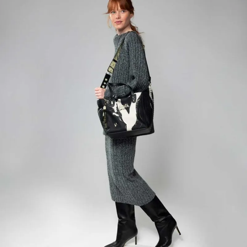 Sac shopper anses courtes ANEKKE "Shodo" noir | planetebag.com