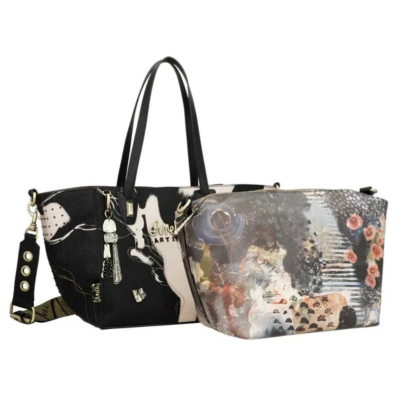 Sac shopper anses courtes ANEKKE "Shodo" noir | planetebag.com