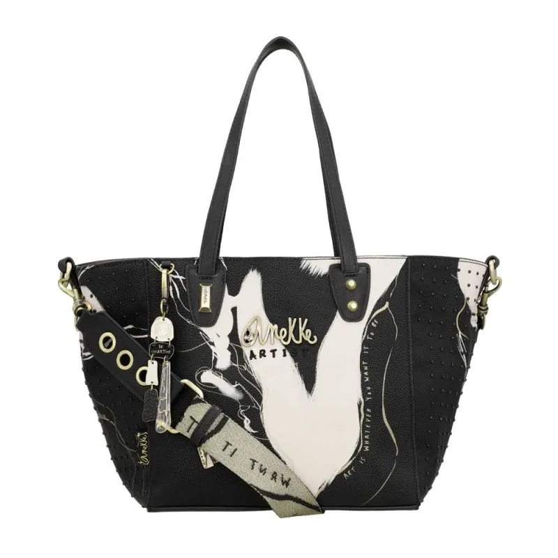 Sac shopper anses courtes ANEKKE "Shodo" noir | planetebag.com