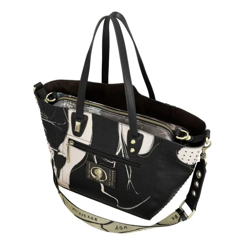 Sac shopper anses courtes ANEKKE "Shodo" noir | planetebag.com