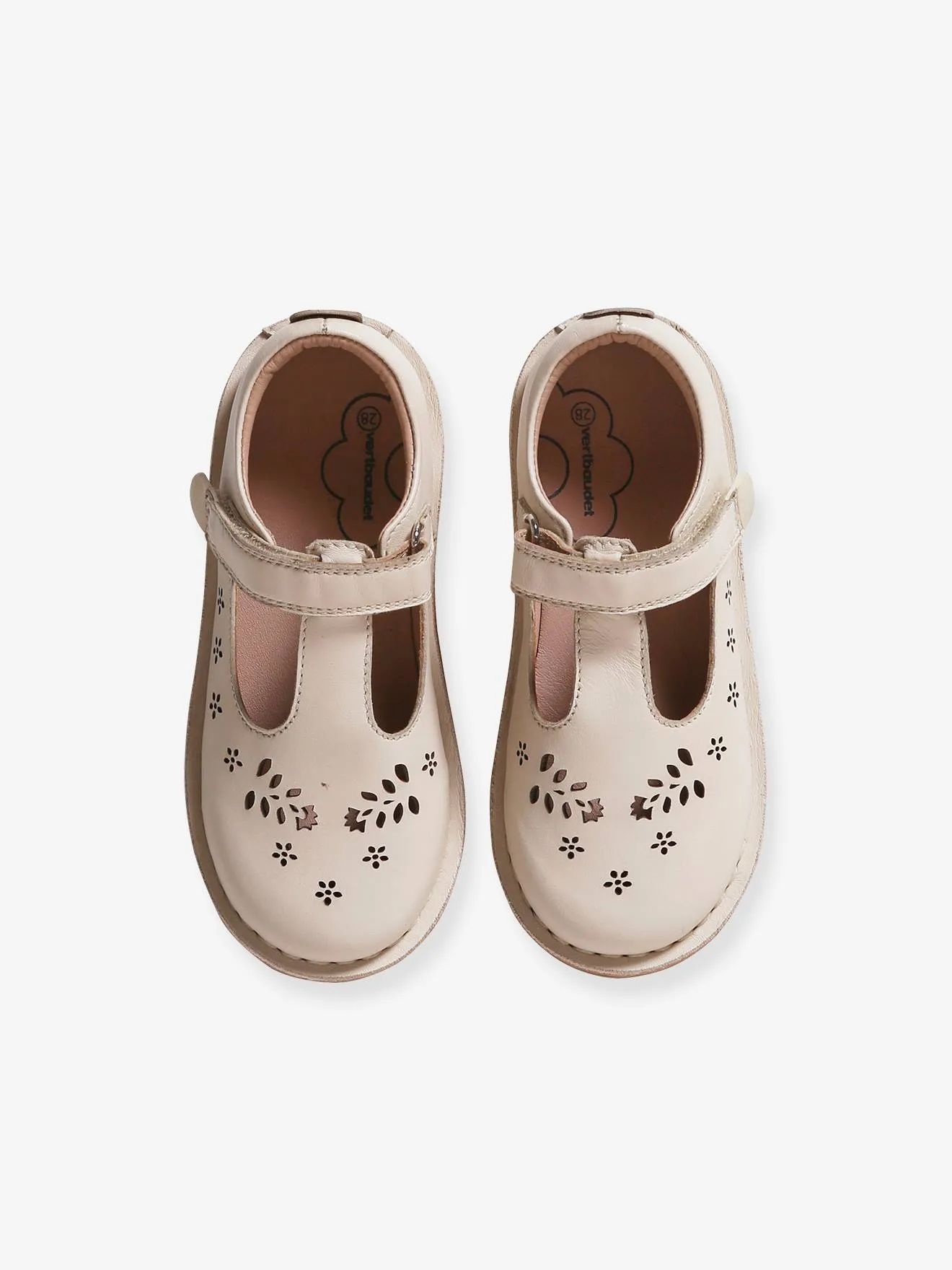 Salomés cuir fille collection maternelle rose - Vertbaudet