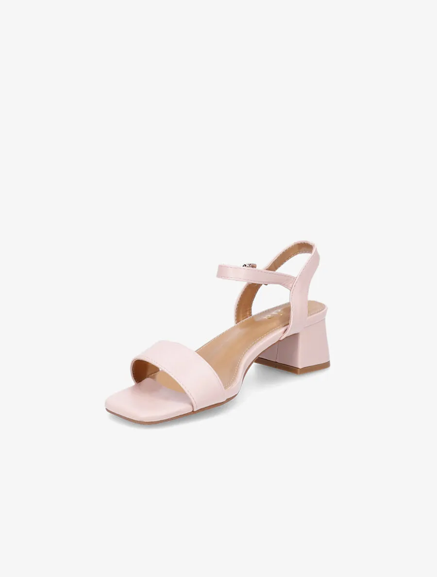 Sandales classiques unies en simili - Rose