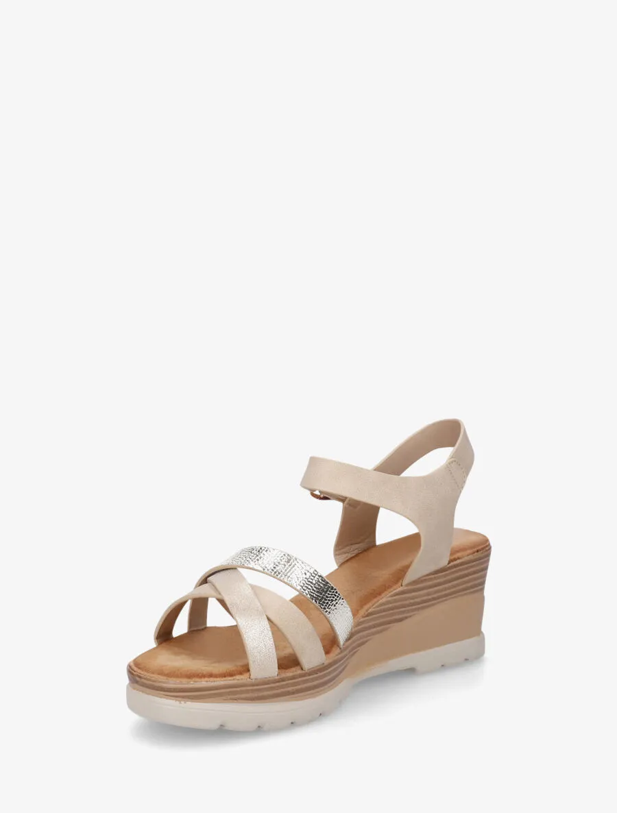 Sandales compensées brides croisées - Beige