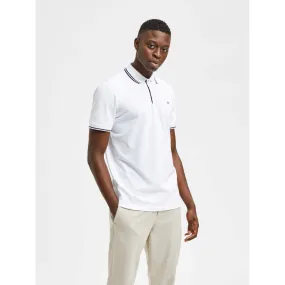 Selected - Polo blanc à liseré marine