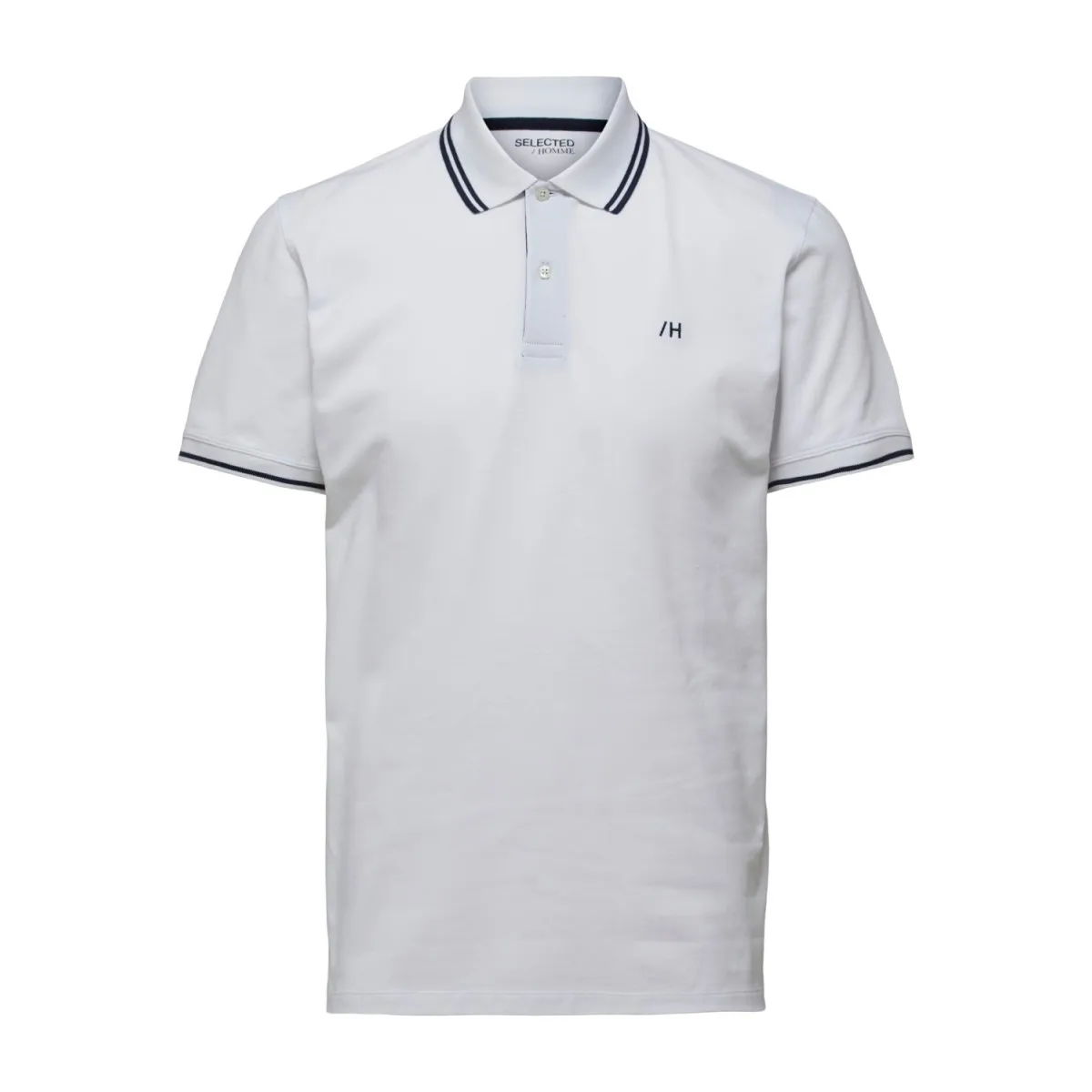 Selected - Polo blanc à liseré marine