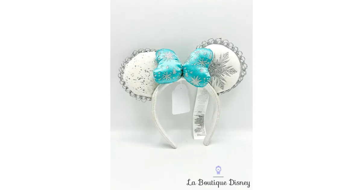 Serre tête Oreilles Minnie Mouse La reine des neiges Disneyland Paris 2022 Disney Ears blanc bleu flocon