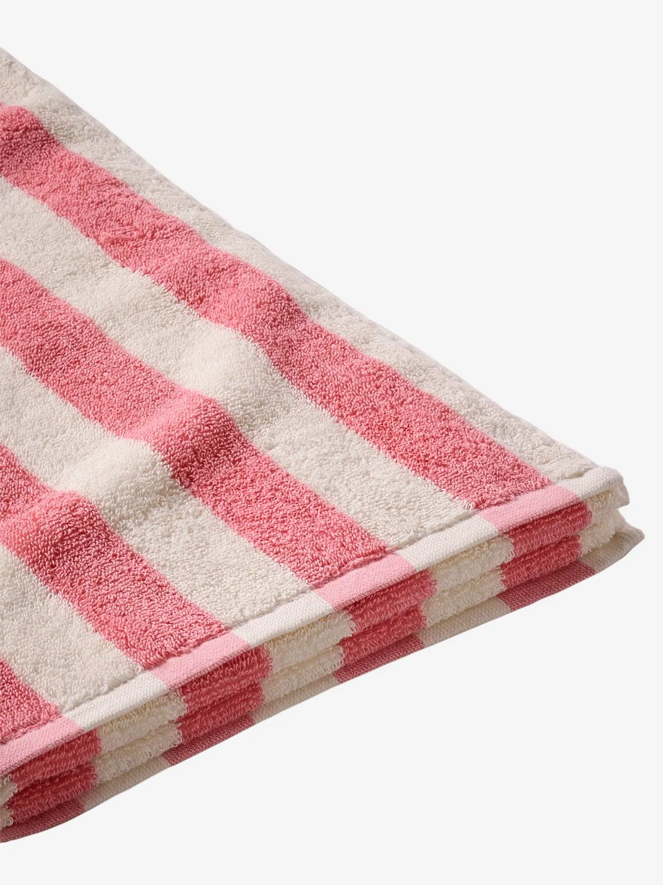 Serviette de bain rayée TRANSAT personnalisable, avec coton recyclé rayé rose - Vertbaudet