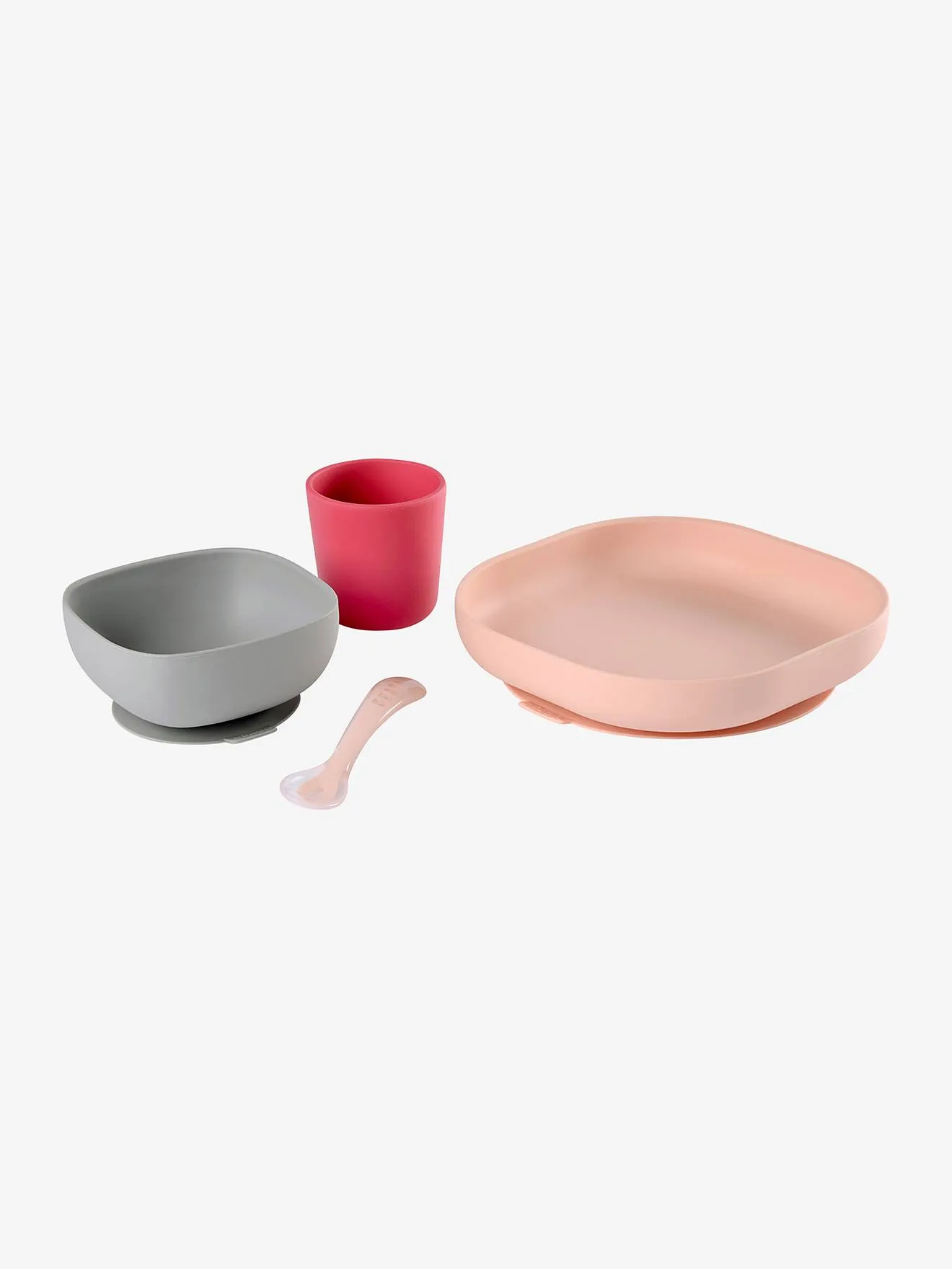 Set vaisselle 4 pièces silicone BEABA rose - Béaba