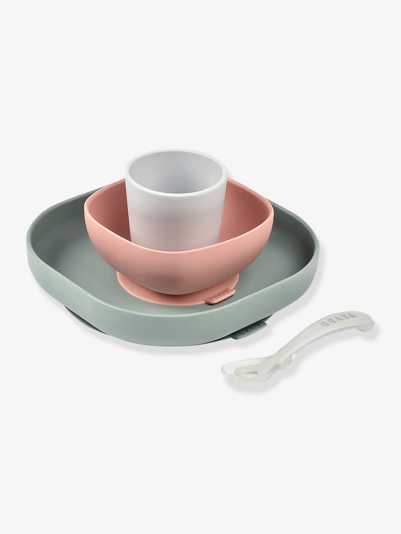 Set vaisselle 4 pièces silicone BEABA rose - Béaba