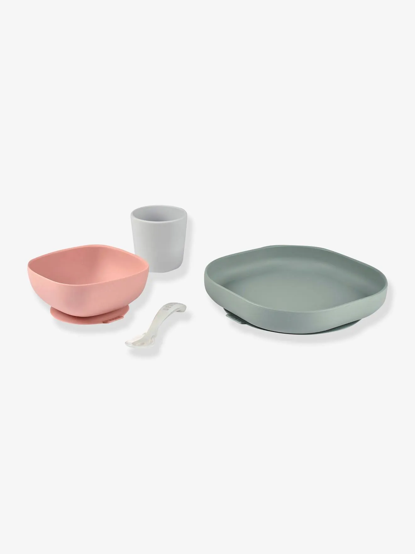 Set vaisselle 4 pièces silicone BEABA rose - Béaba