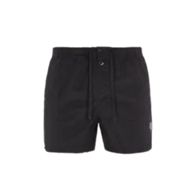 Short de bain nylon noir boutons cordon