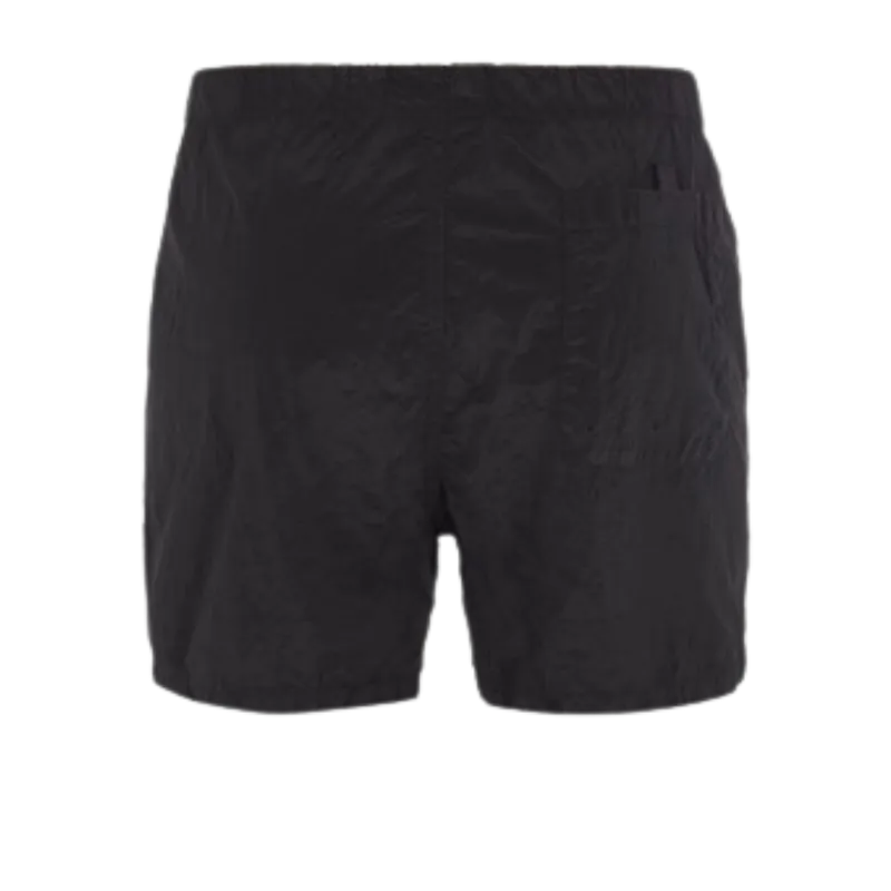 Short de bain nylon noir boutons cordon