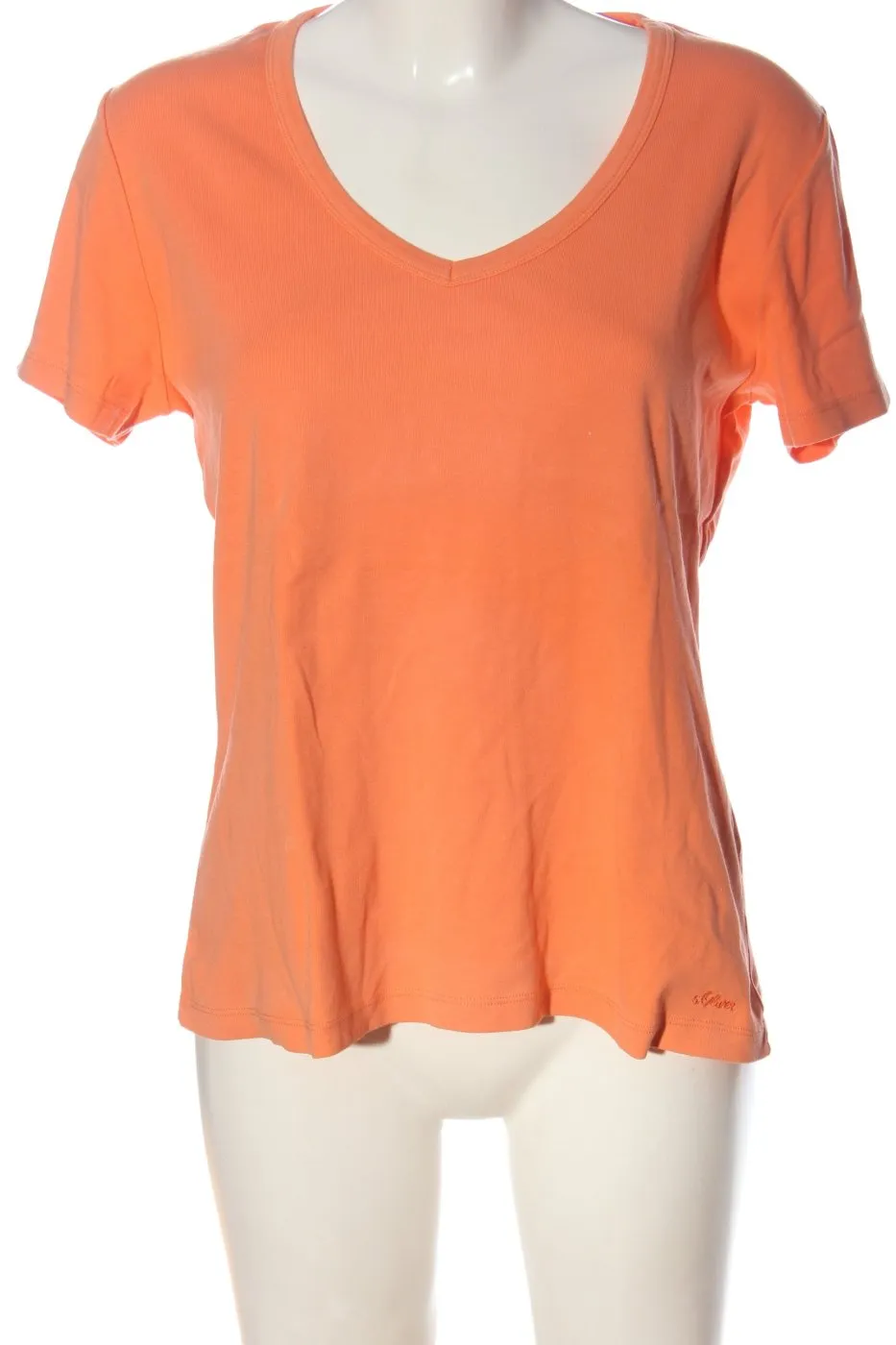 s.Oliver T-shirt col en V orange clair style décontracté