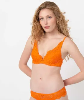 Soutien-gorge corbeille en dentelle avec armatures orange