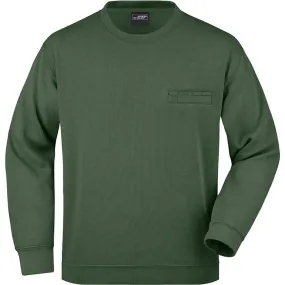 Sweat avec poche poitrine - Homme - JN924 - vert foncé 