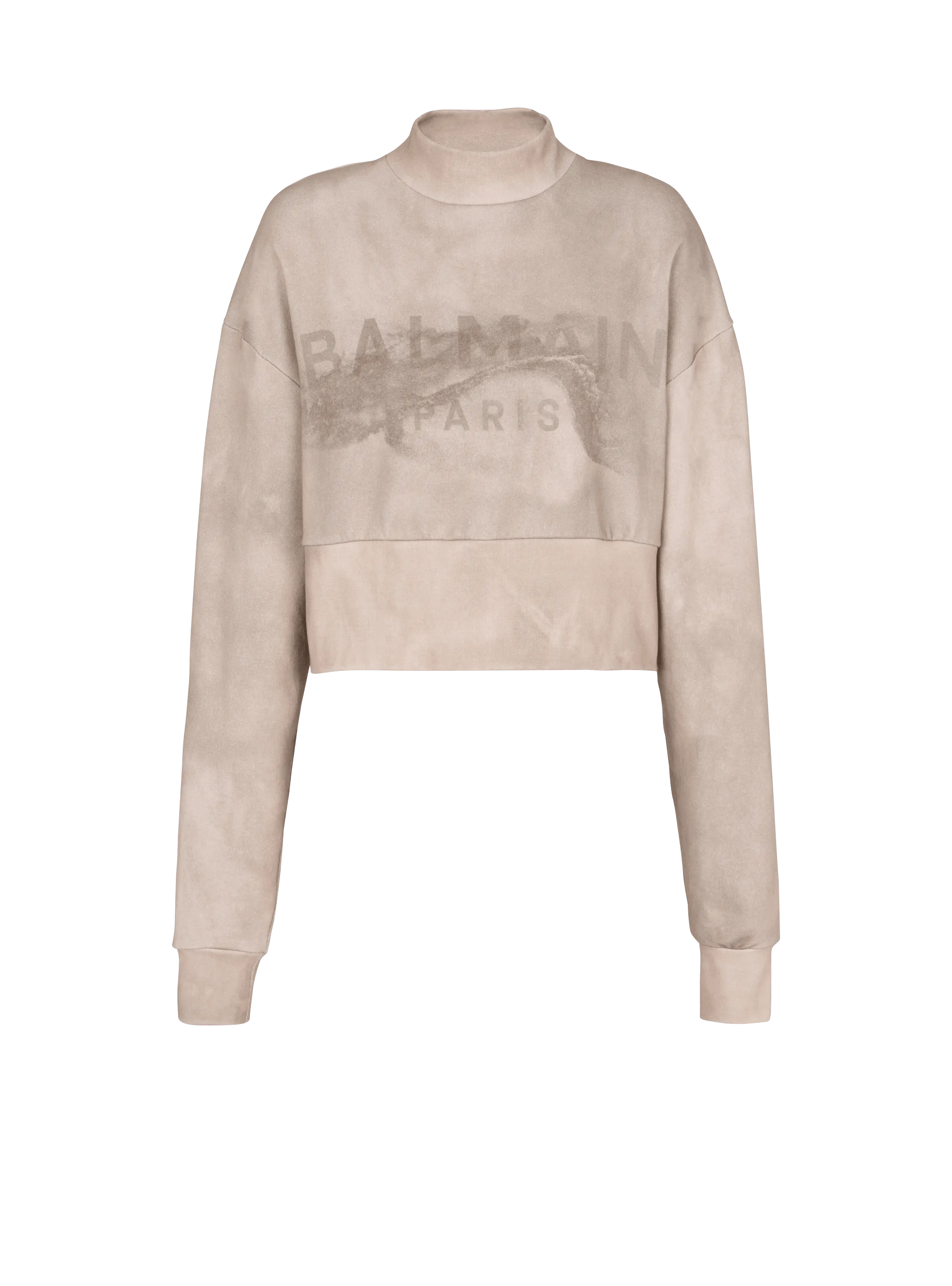 Sweat court en coton éco-responsable imprimé logo Balmain