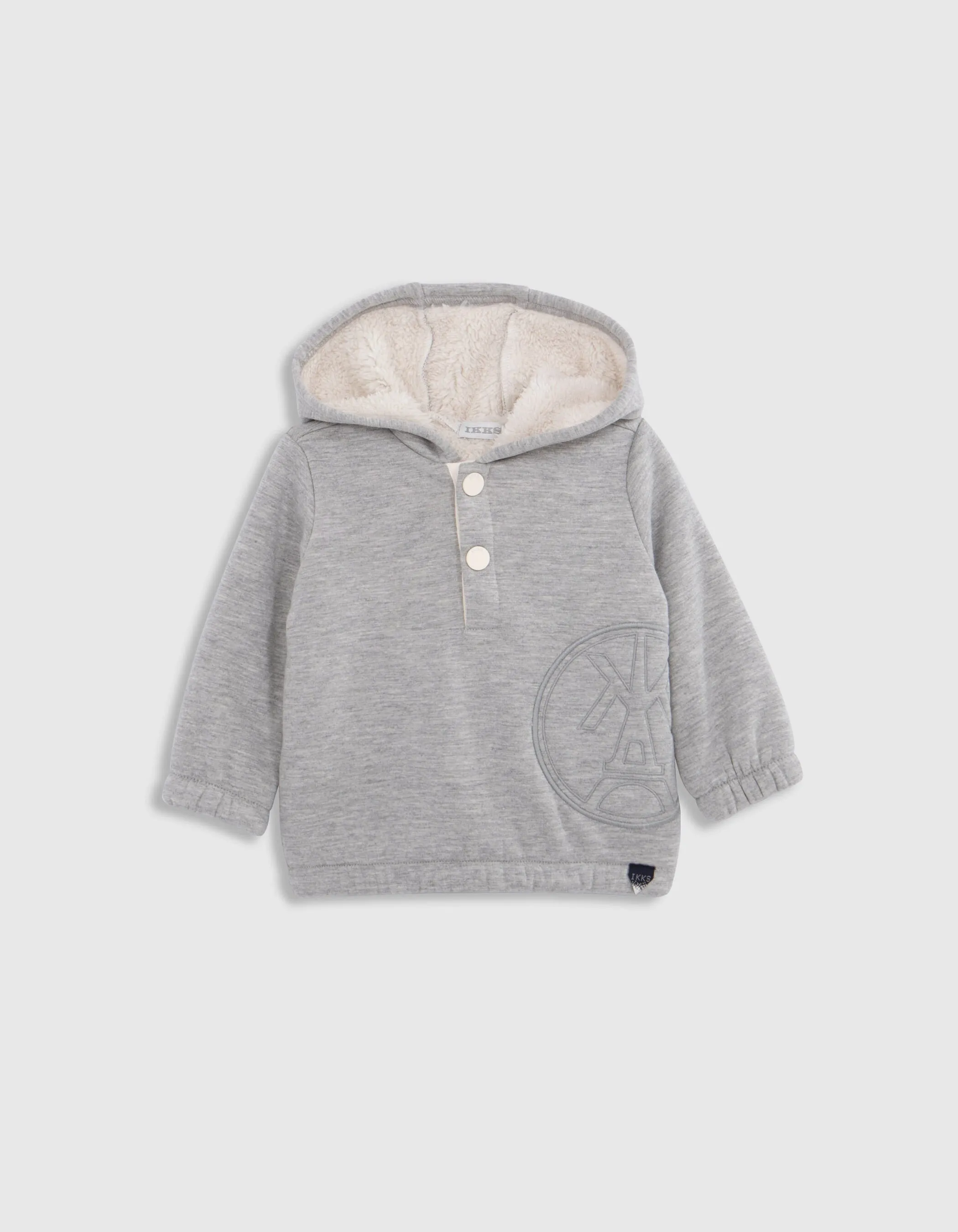 Sweat gris fourré maxi broderie bébé garçon