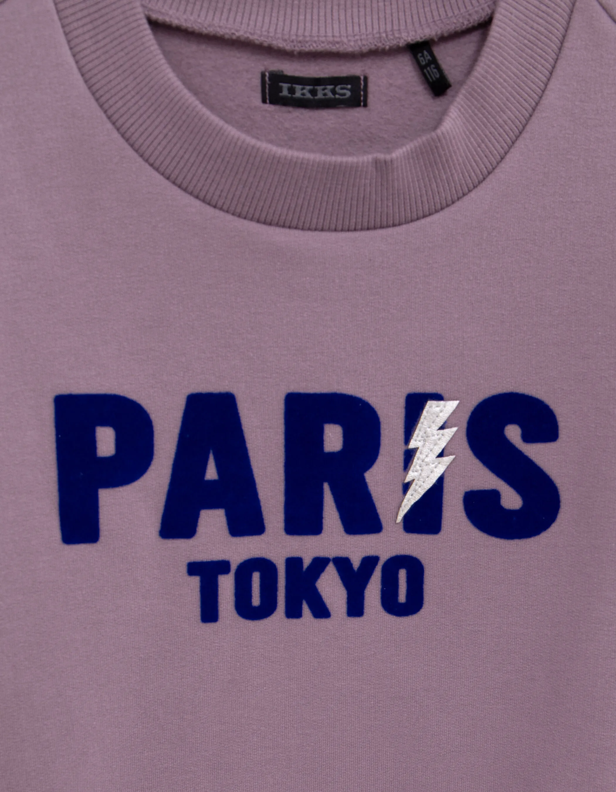 Sweat lilas message velours floqué bleu fille